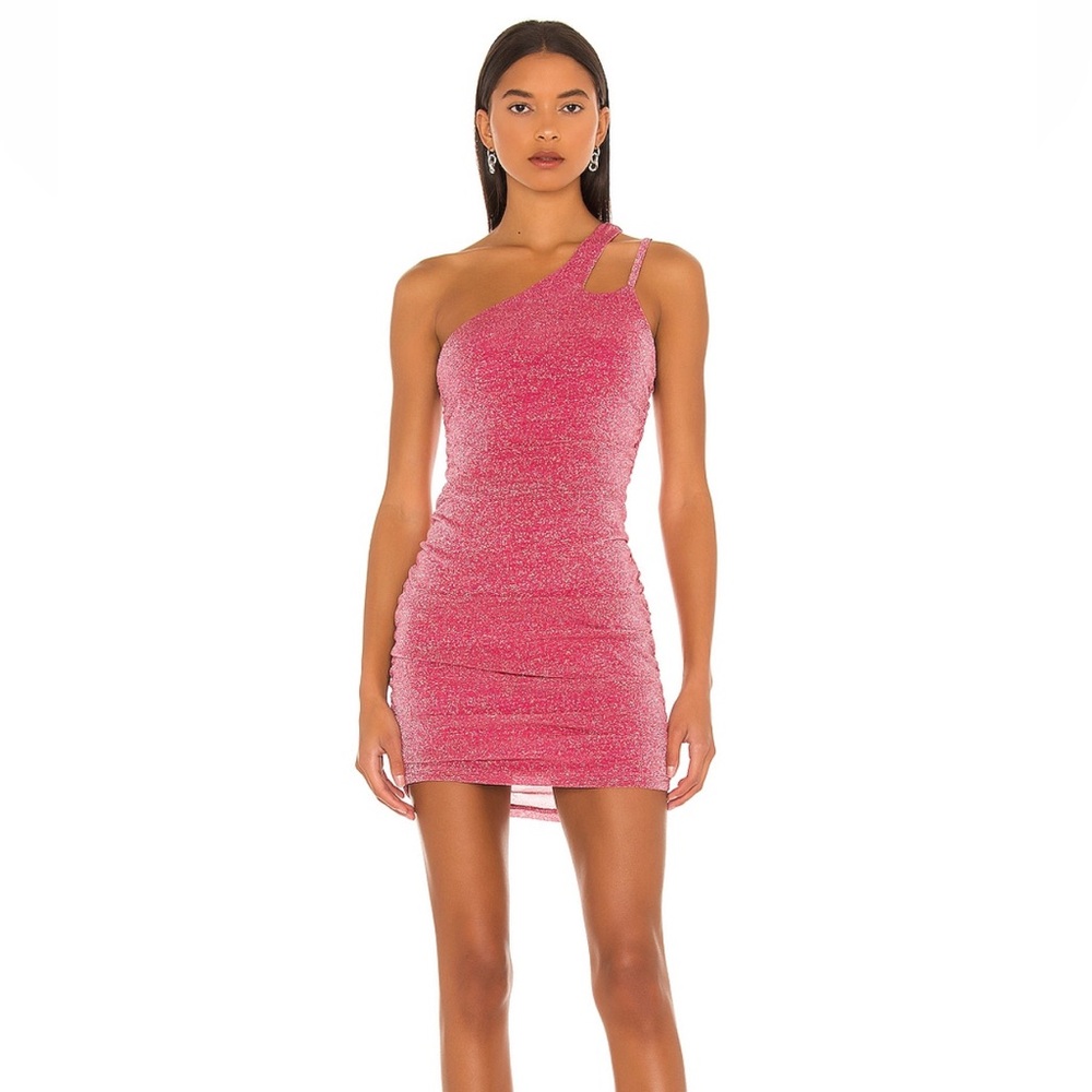 Pink sparkly one shoulder Superdown dress - small